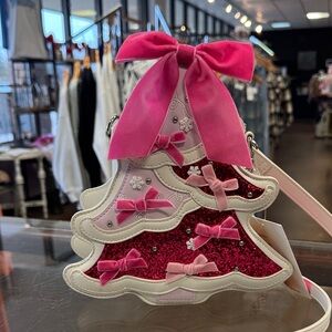 Betsey Johnson Pink and White Christmas Tree Handbag
